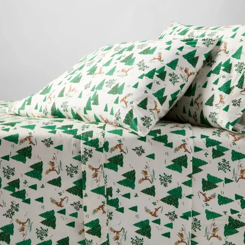 NWT Threshold Full Winter Scene Performance Sheet Set 400TC Christmas Holiday